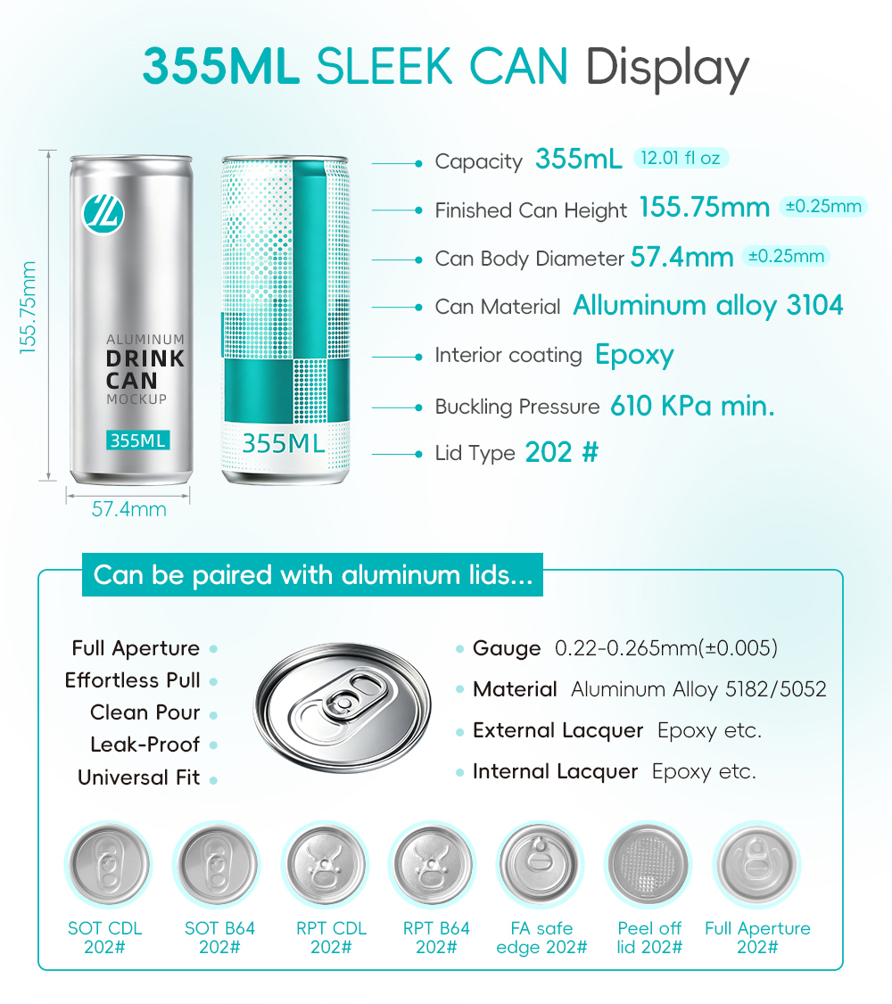 custom sleek can 355ml özel şık kutu 355ml