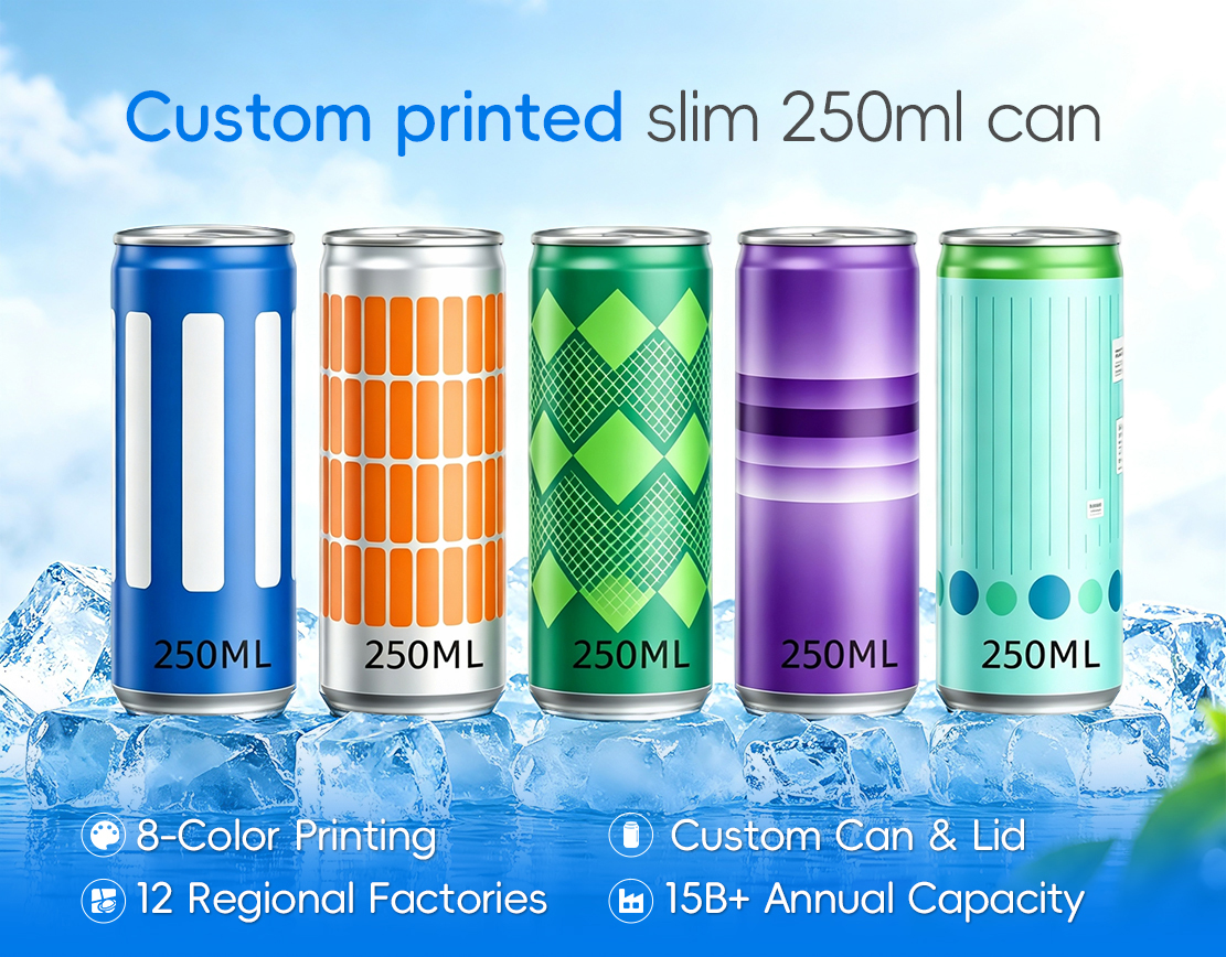 custom printed slim 250ml can прилагођена штампана танка конзерва од 250 мл